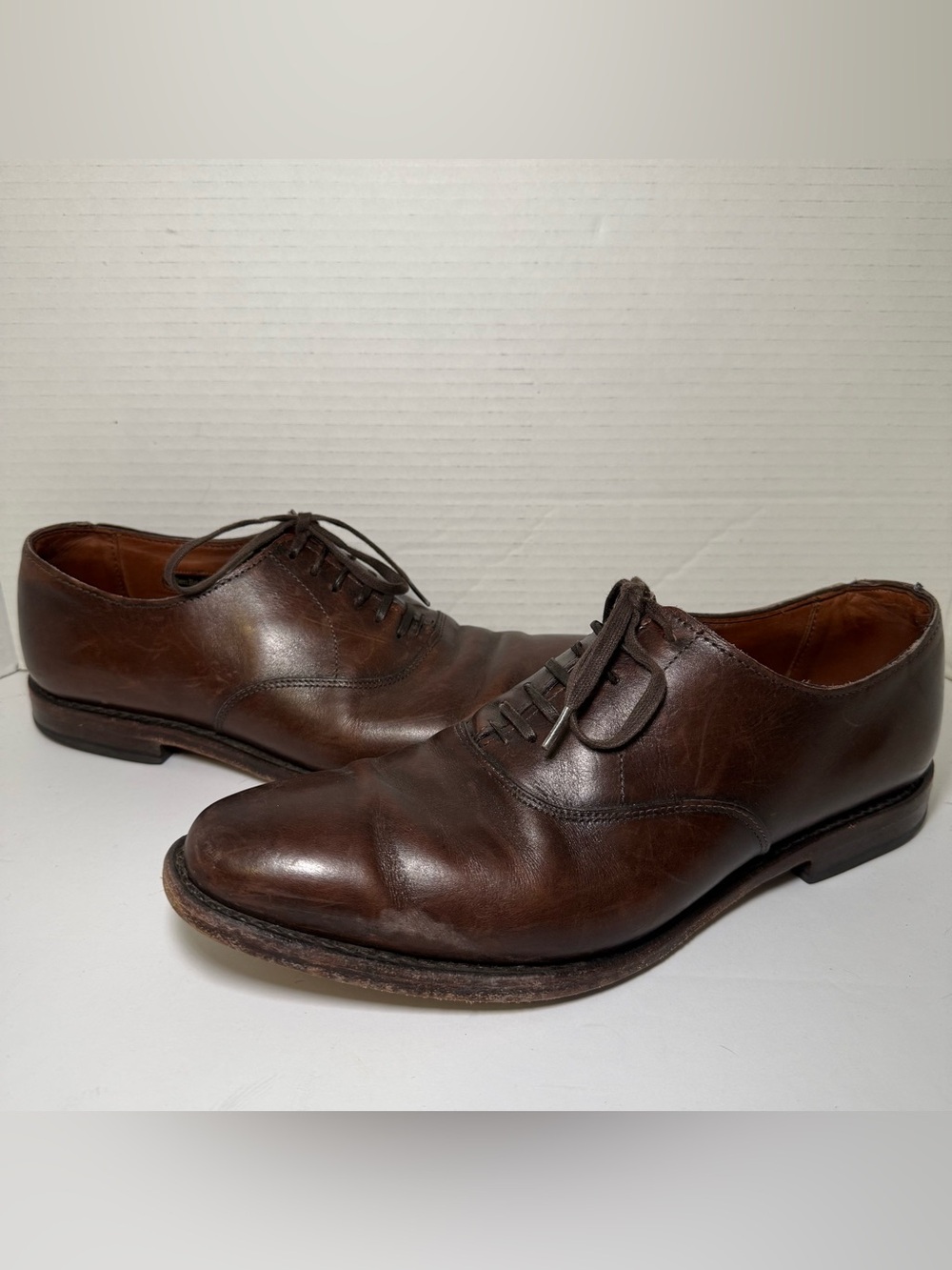 Allen Edmonds Carlyle Men's Walnut Brown Plain Toe Oxford Lace Dress Shoes 9 D